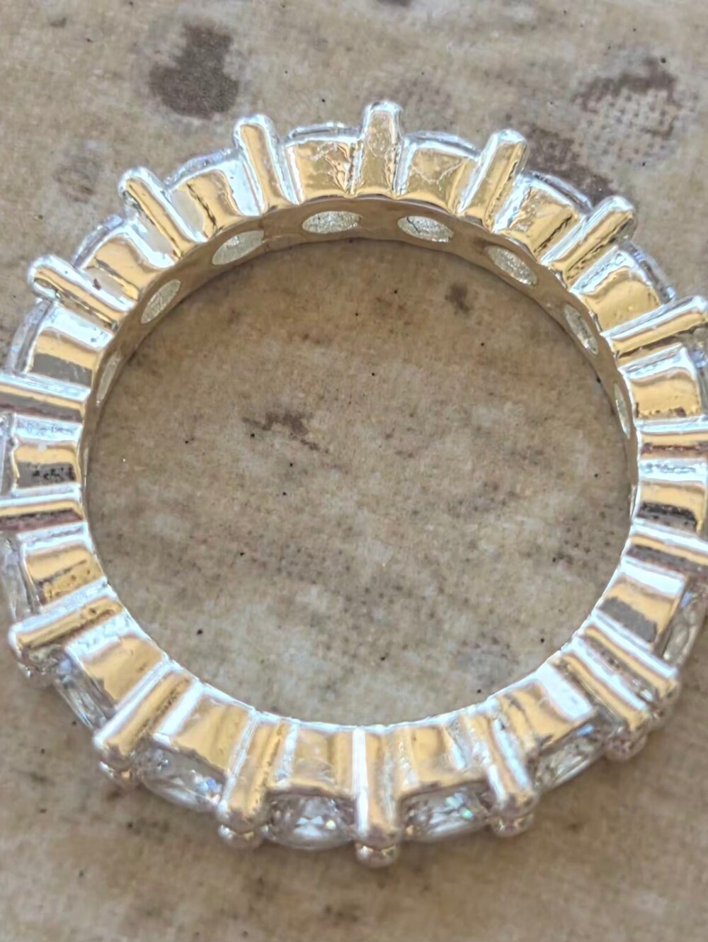 Macy’s Silver Plated Round Cut CZ Eternity Band Ring Heavy - Picture 3 of 5